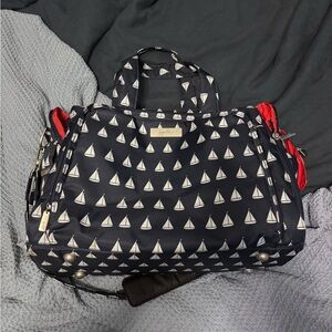 Navy Blue Sailboat Print JuJuBe diaper Bag weekender
